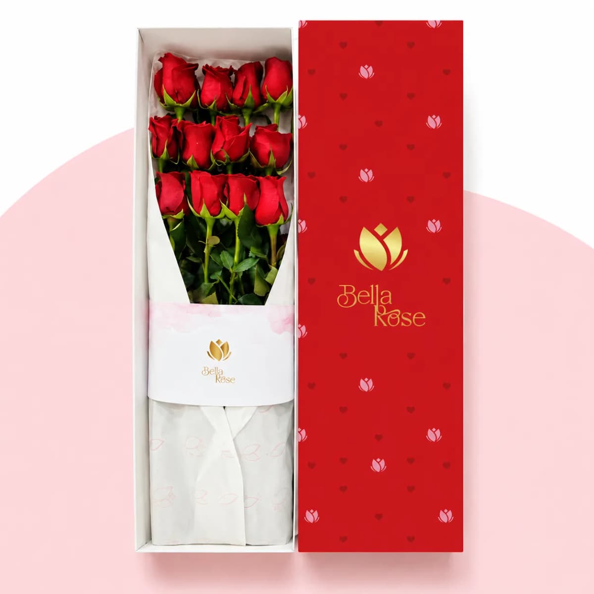 CAJA ROJA CON 12 ROSAS