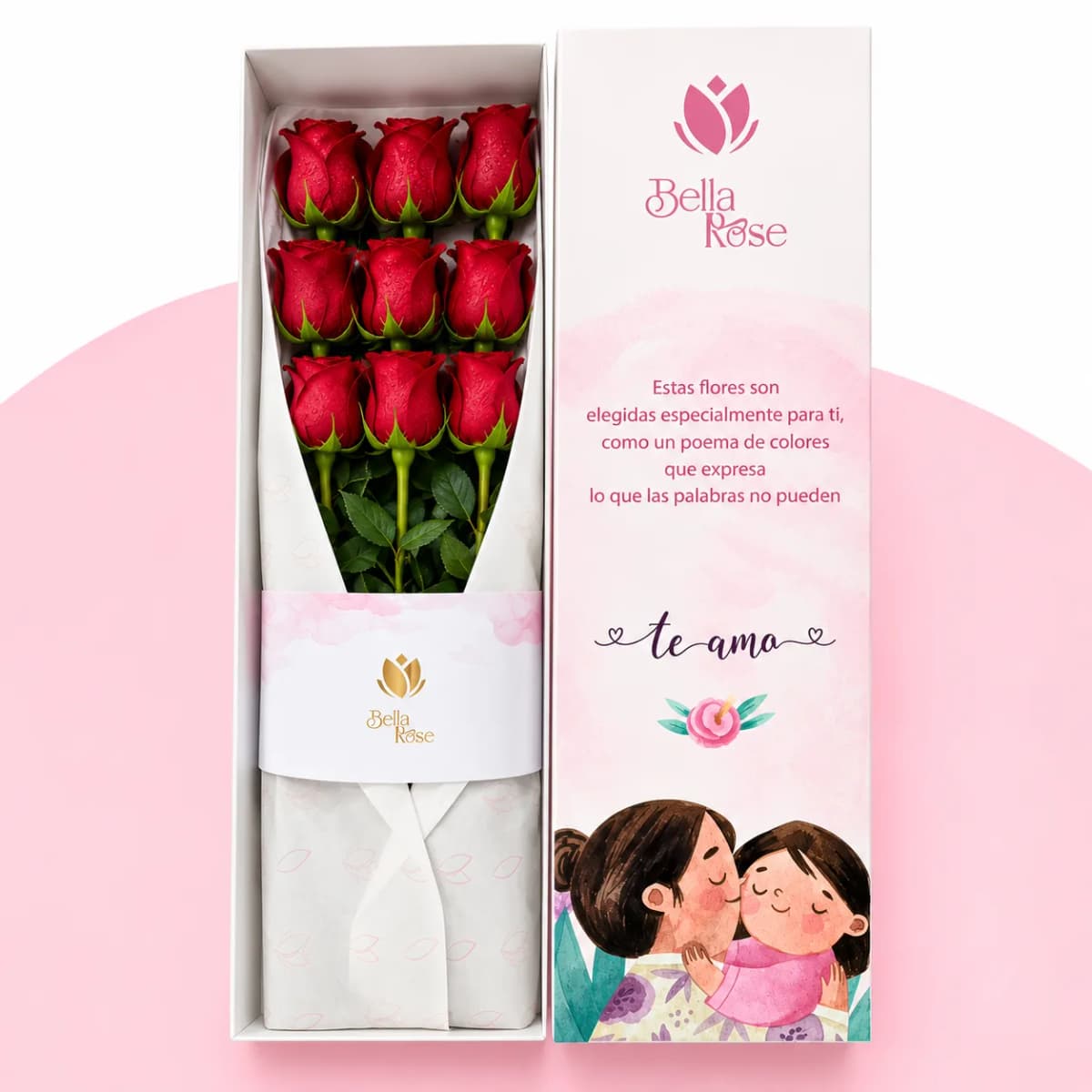 CAJA TE AMO CON 9 ROSAS