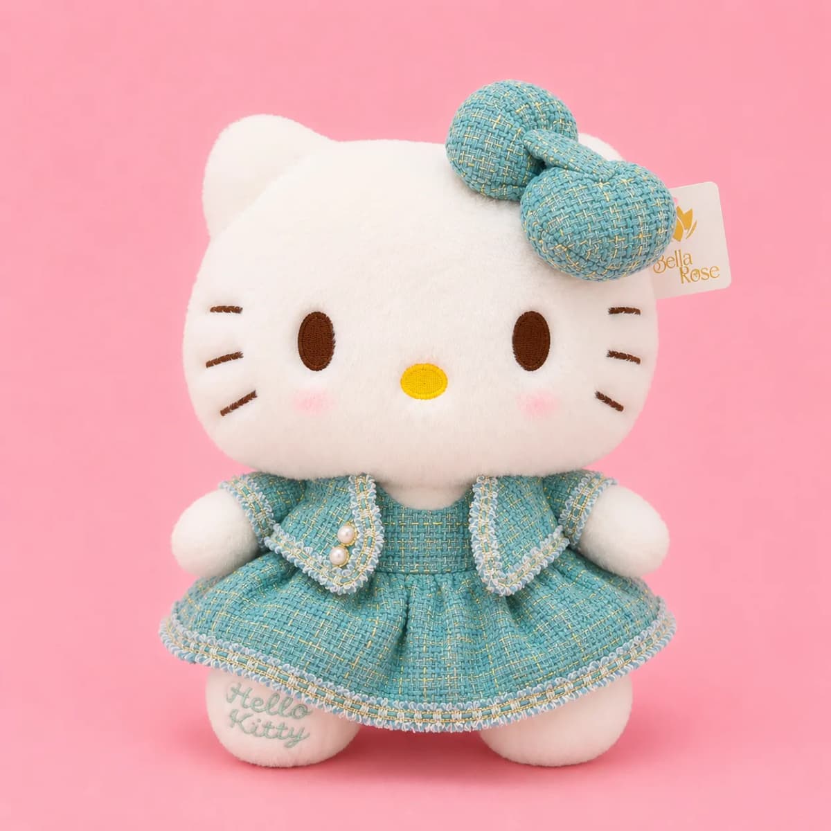 HELLO KITTY VESTIDO DE CUADROS CELESTE