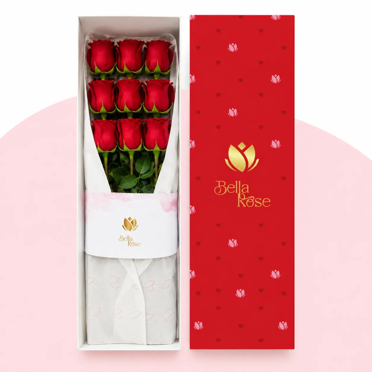 CAJA ROJA CON 9 ROSAS